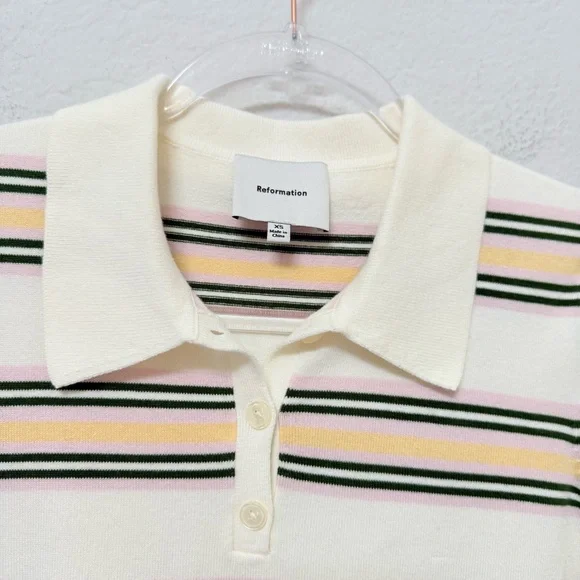 Reformation Campbell Cotton Polo Sweater Size XS